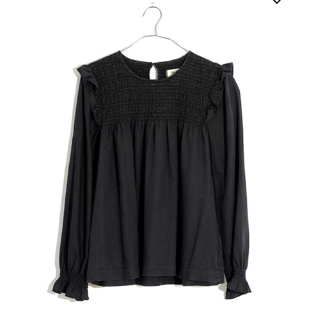 Madewell - Smocked Ruffle Top in Lunar Wash
